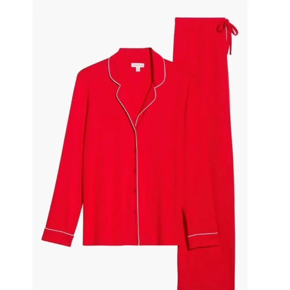 New Nordstrom Moonlight Eco Knit Pajamas in Red Barbados Cherry Size Large